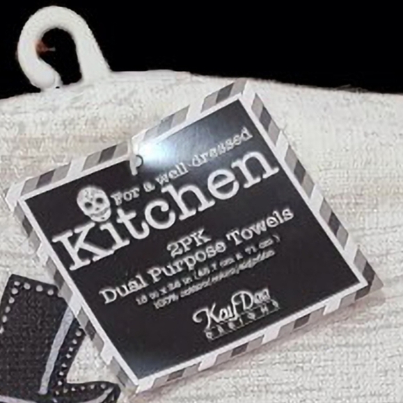 2pc Halloween Dachshund SUGAR SKULL Doxie DOG Day of Dead Kitchen Towel SET New - Picture 4 of 5